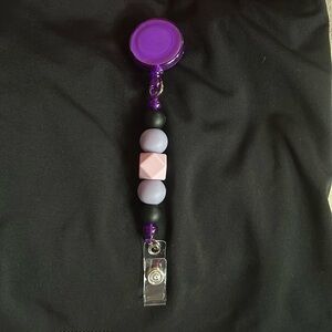 Handmade purple and black lanyard keychain